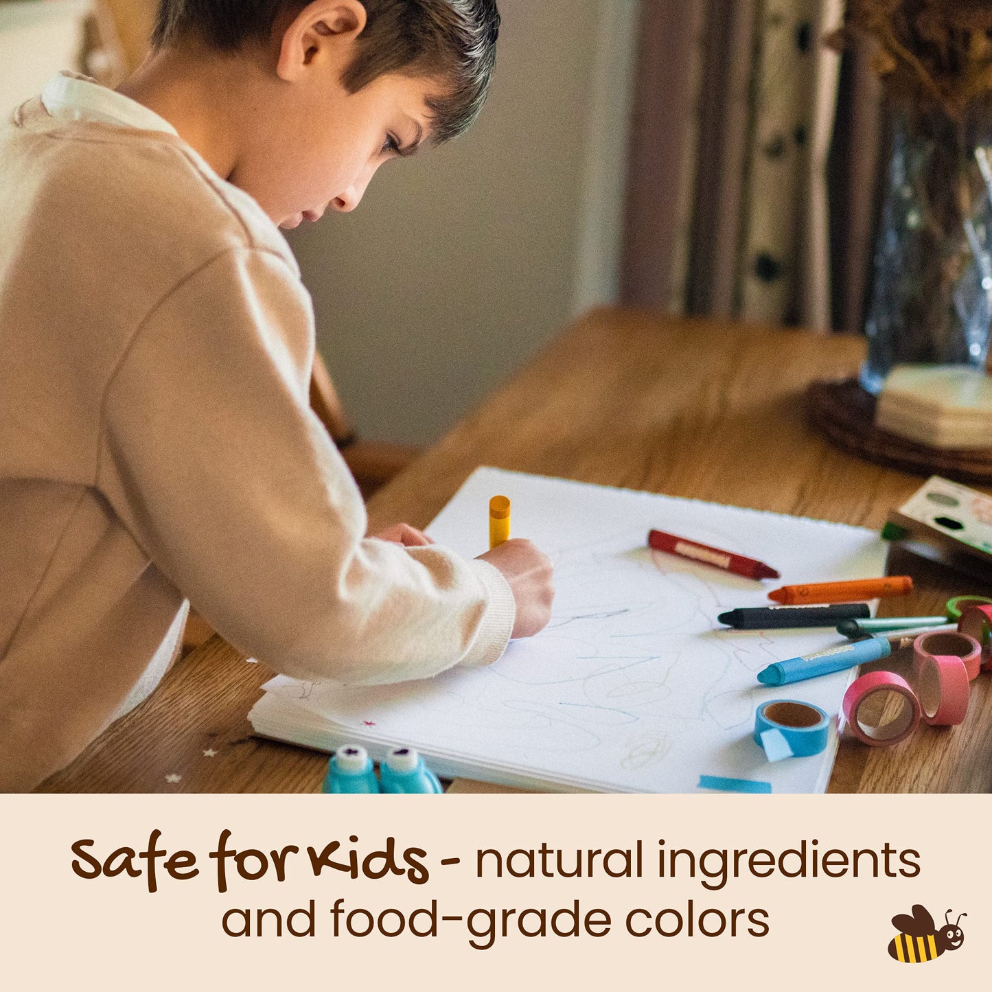 Honeysticks Jumbo Crayons (8 Pack) - 100% Pure Beeswax Crayons - Non Toxic Crayons For Kids - Large Crayons, Easy To Hold And Use, Unbreakable, Eco Friendly, Preschool Art Supplies, For Kids 2-4, 4-8