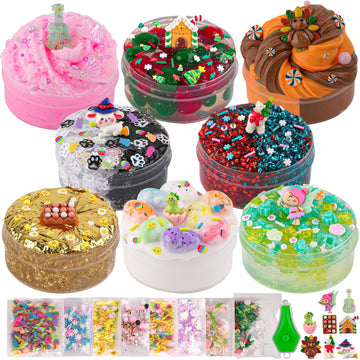 8 Pack Slime Kit For Kids, Slime Variety Pack Different Textures, Includes Butter Slime, Cloud Slime, Bingsu Crunchy Slime & Gol