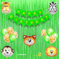 Jungle Theme Birthday Banner Decoration Kit 17 Pcs For Baby Girls Kids Wild Animal Safari Green Confetti Metallic Balloons Foil 
