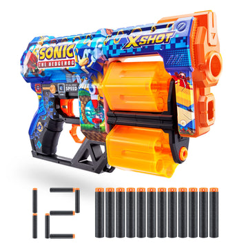 X-Shot Skins Dread Foam Blaster (12 Dart) By Zuru X Sonic The Hedgehog Toy For Kids, Teens, Adults