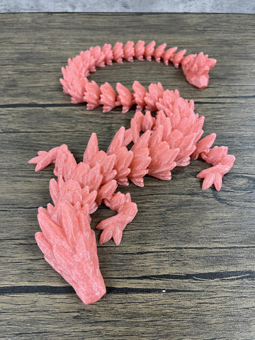 Munnygrubbers - Xl 26' Crystal Dragon Fidget Toy - Heavy Duty - 3D Printed Flexible Articulating Dragon Plastic Collectible Figurine - Surprise Egg Compatible - (Shiny Pink Dragon)