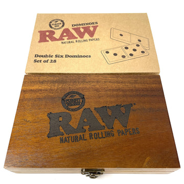 Reds Global Raw Double Six Dominoes Set of 28 - Black Wooden Game, 8"x5.5"x2"