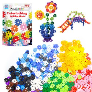 Picassotiles Building Chips Interlocking Disc Construction Blocks In 12 Colors Stem Learning Early Education Toy Engineering Pla