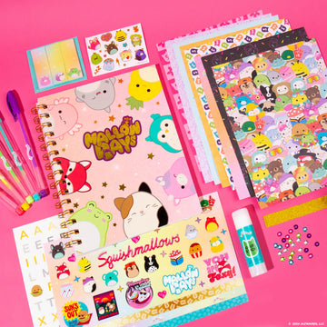 Squishmallows Original Diy Journaling Set, Journaling Kit With Gel Pens, Stickers, Sticky Notes, And Gems, Scrapbook For Kids, C