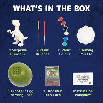 Prextex Build & Paint Your Own Dino Kit, 1 Pack - Collectible Dinosaur Toy, Surprise Dino, Building Toy, Arts & Crafts For Kids Ages 6-8, Painting/Art Set, Kids Gifts, Easter Basket Stuffers, Dino Egg