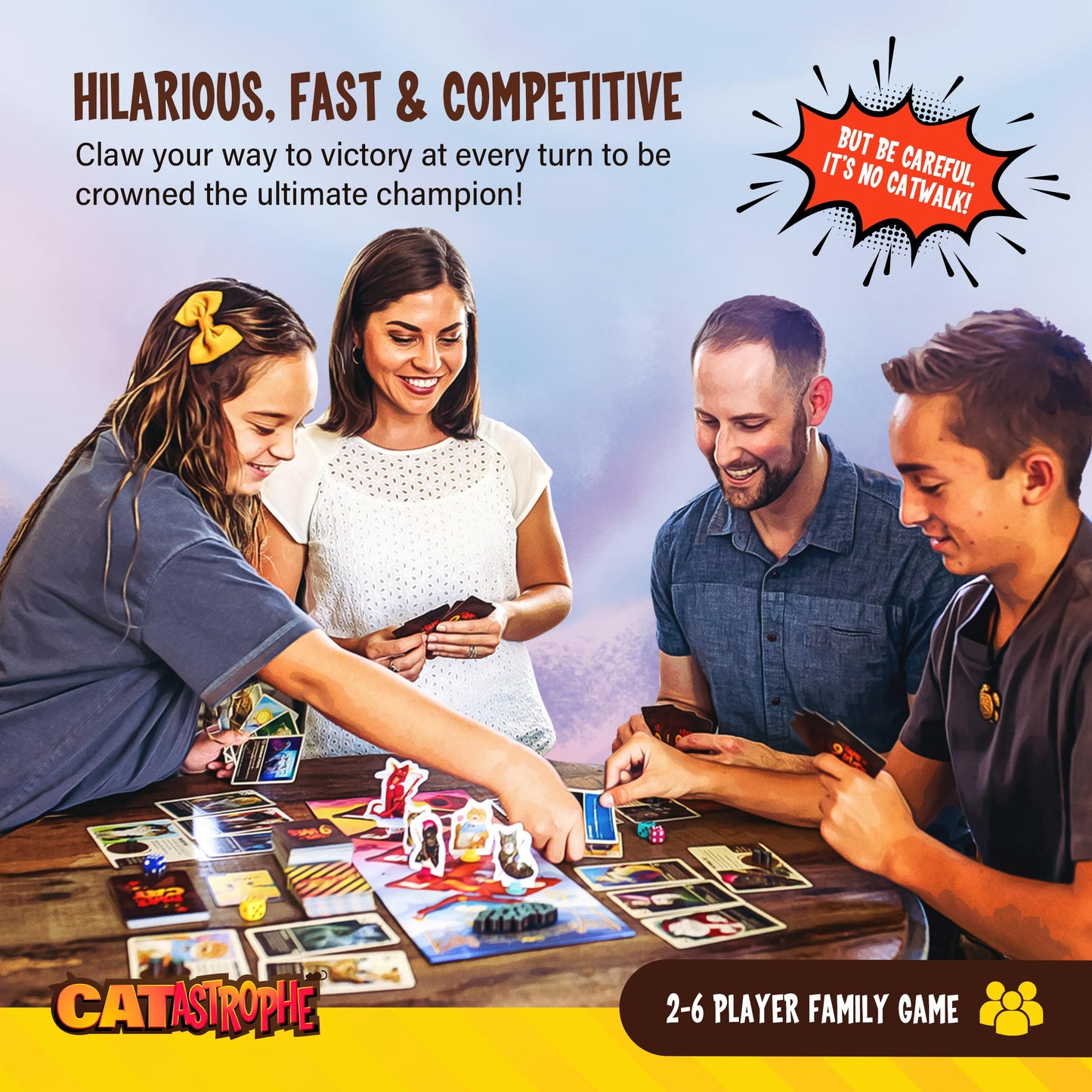 CATastrophe Board Game - CATastrophe A Game of 9 Lives, Easy to Learn, 2-6 Players, Ages 10+, Multicolor, Cardboard