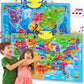 Quokka Educational Toys For Kids 5-7 Year Old - Usa World Maps Learning Wall Chart For Toddlers Age 3 4 6+ - Interactive Speech Therapy Poster Boy Girl - Autism Game 8-10-12