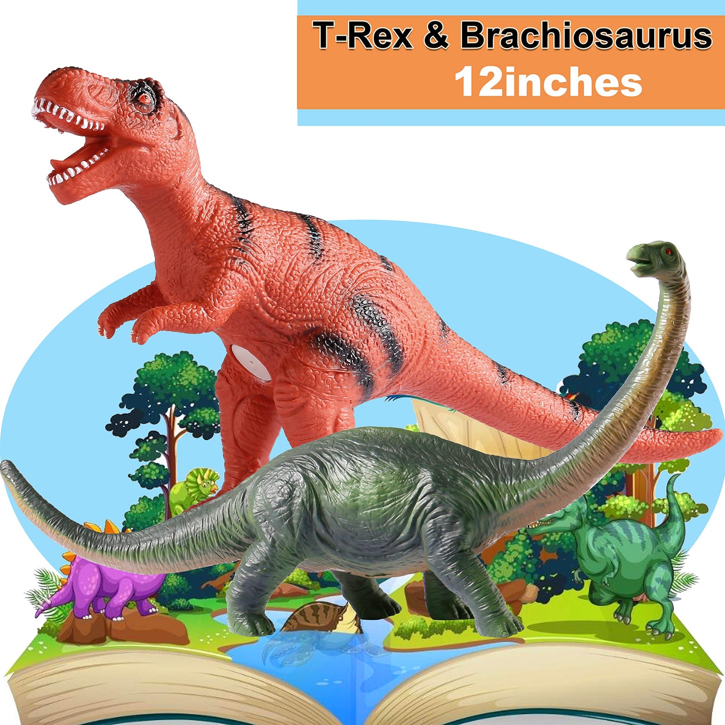 Tepsmigo Jumbo Dinosaur Toys Set for Kids - 6 Pack Assortment, Plastic, T-Rex, Velociraptor, Triceratops - Perfect for Ages 3-7