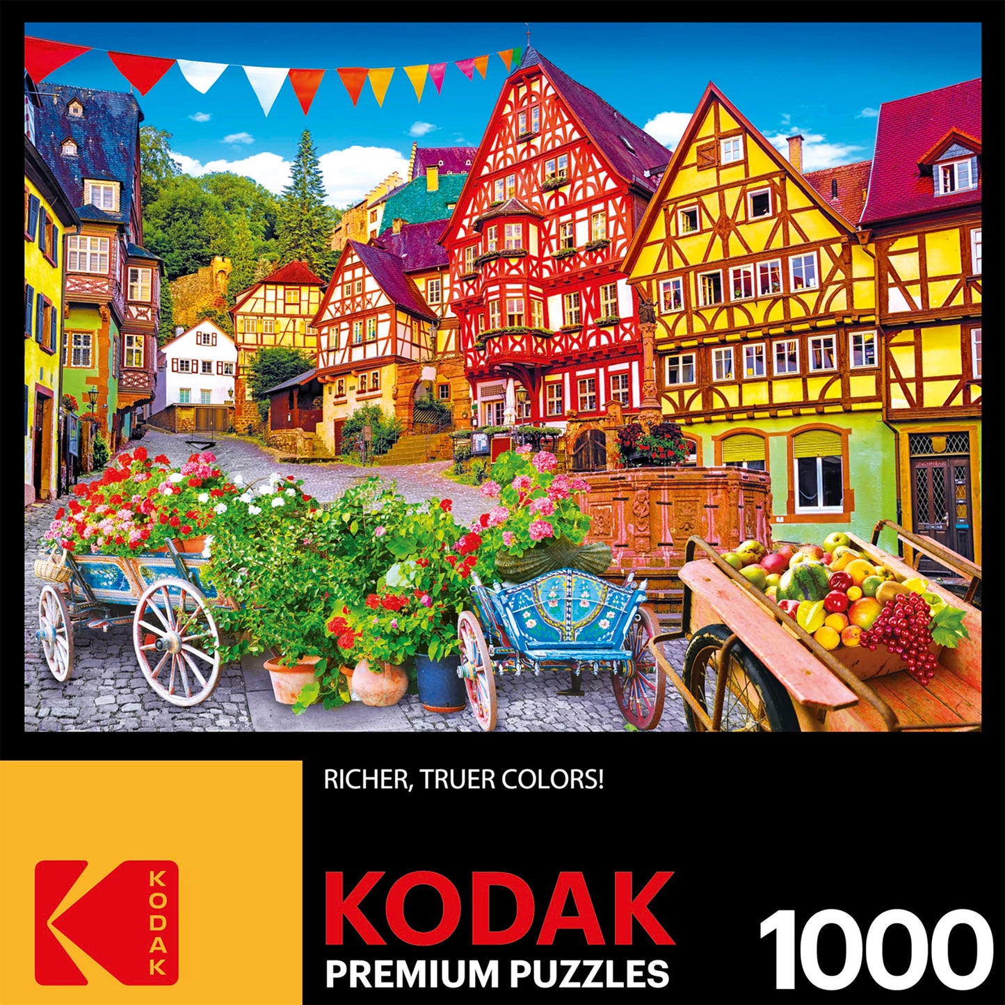 KODAK PREMIUM PUZZLES 1000 Piece Jigsaw Puzzle - Colorful European Town - Multi-colored Paper Model 8700ZZAG