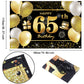 IMISI 65th Birthday Banner - Black Polyester Decorations for Men’s Party