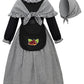 Relibeauty Pioneer Costume Girls Prairie Costume Medieval Faire With Shawl,Apron And Hat