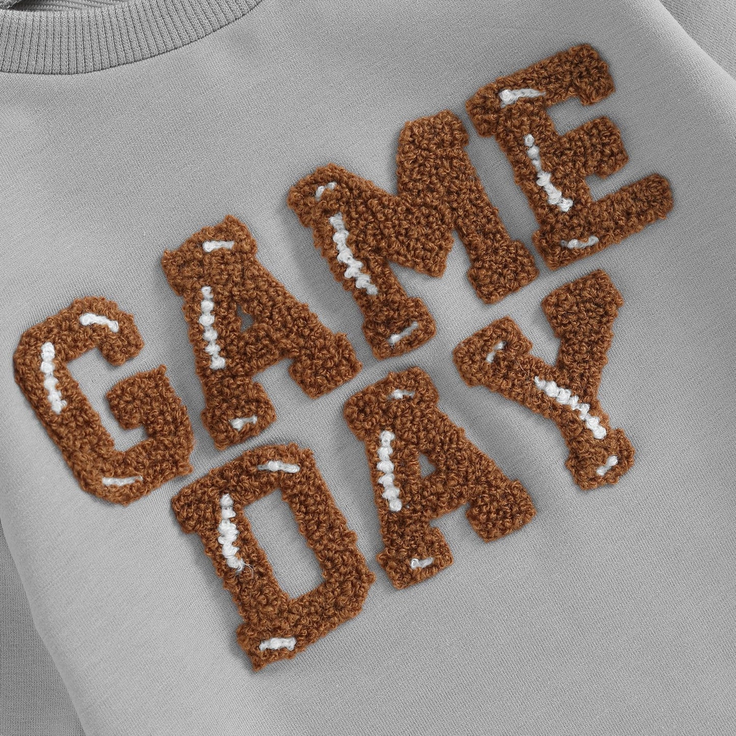 Fybitbo Baby Football Outfit Girl Boy Game Day Sweatshirt/Shirt Onesie Long Sleeve Sweater Romper Fall Winter Clothes (Grey Foot