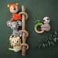 Wooden Teether Crochet Baby Rattle, Crochet Baby Toys, Organic Wooden Newborn Toys, Newborn Animal Rattle Toys,Knitted Stuffed A