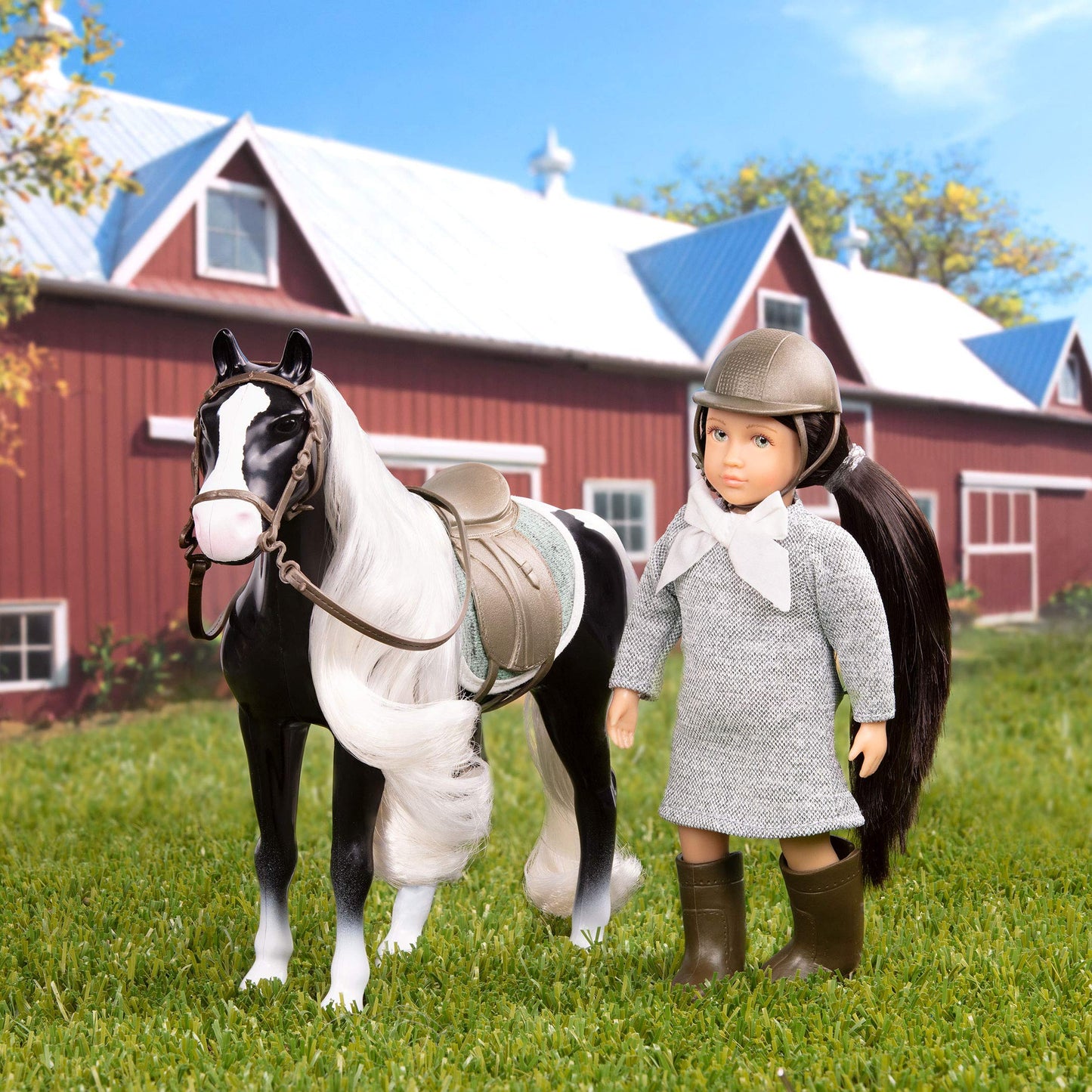 Lori Dolls - Mini Doll & Toy Horse - Small 6-Inch Doll & Gypsy Vanner Horse - Set With Clothes, Animal & Accessories - Playset F