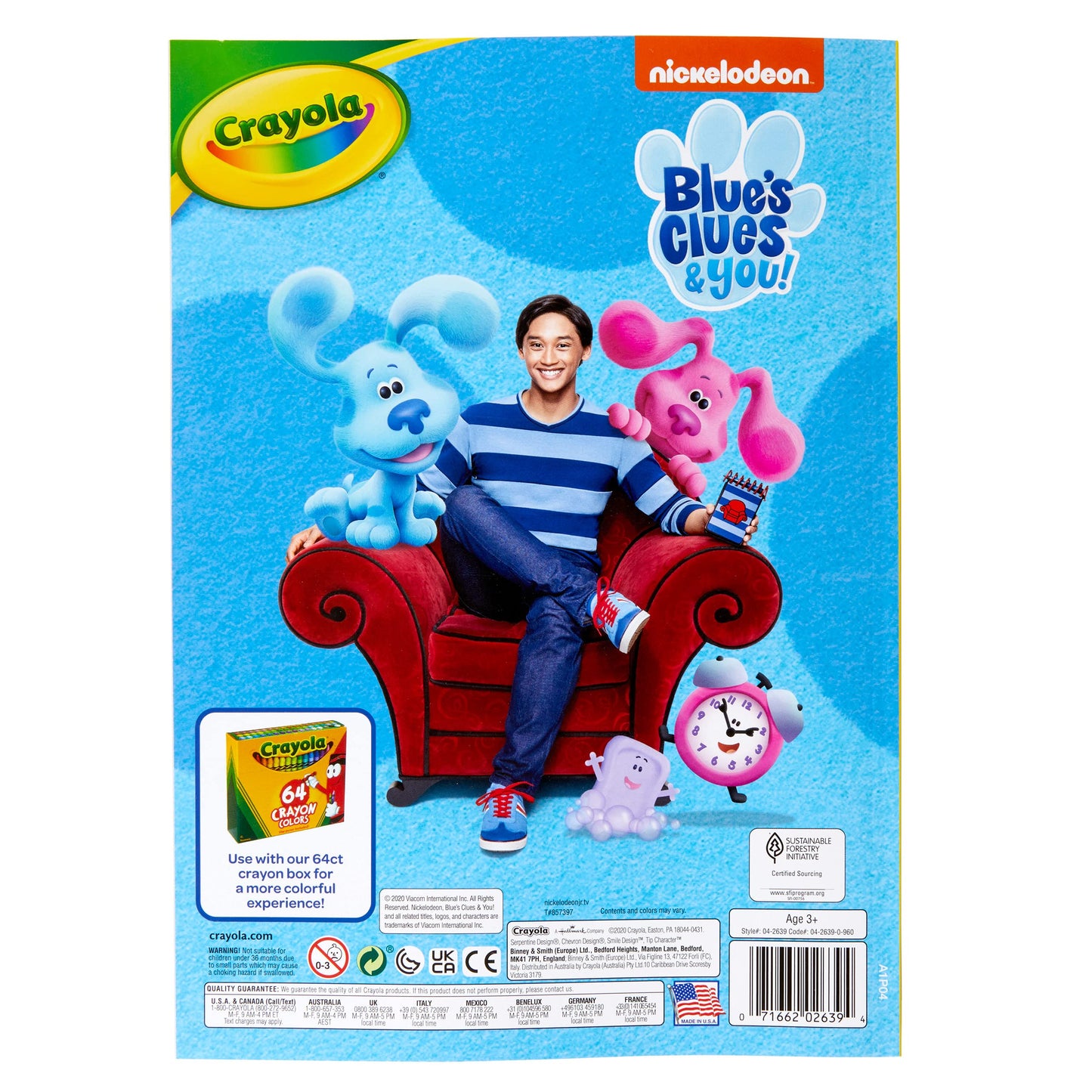 Crayola Blues Clues Coloring Book with Stickers, 96 Pages, Multi, Ages 3-6, 2 Piece Set, Model 04-2639