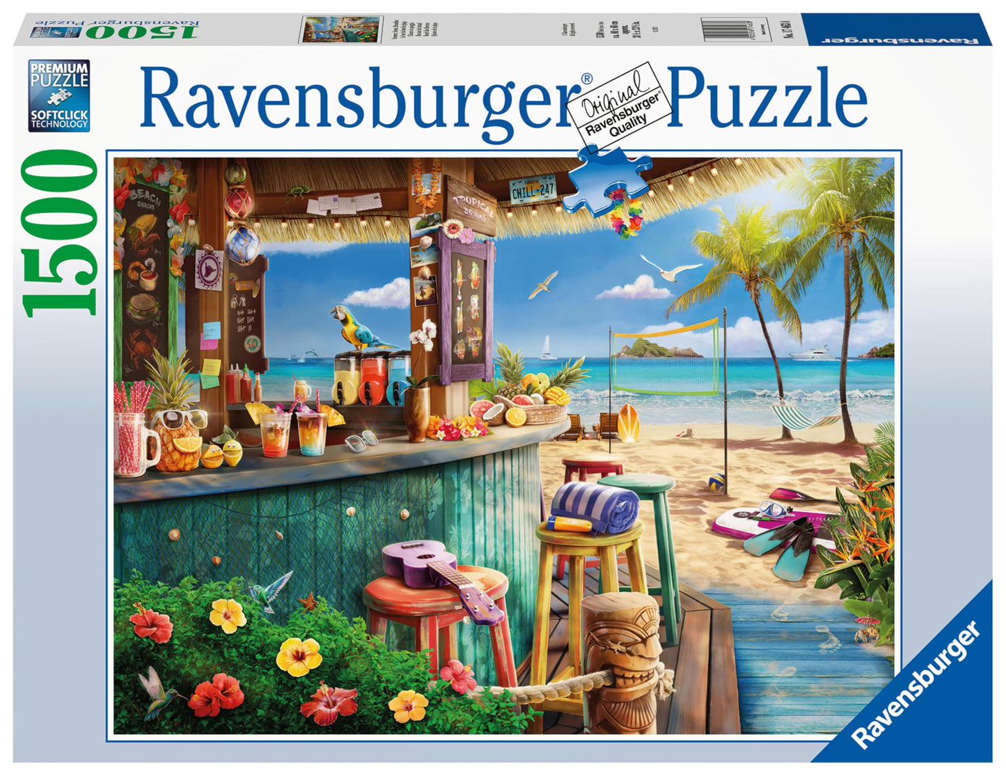 Ravensburger Beach Bar Breezes 1500 Piece Jigsaw Puzzle for mature-themeds | Unique and Relaxing Activity | enhanced Quality | Sustainable Materials | Ideal for Family Fun Time
