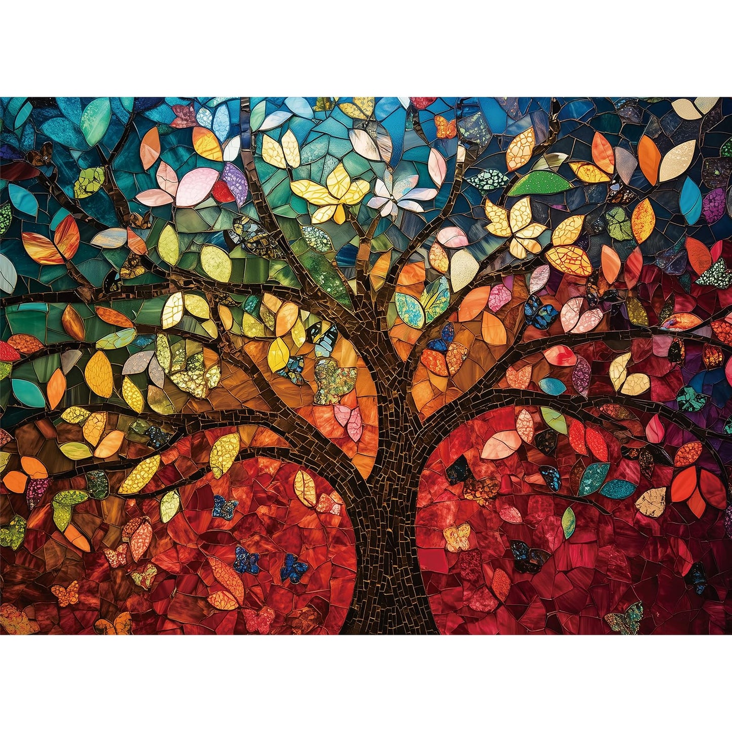 EIYRURU 300 Pieces Stained Glass Puzzle for mature-themeds Colorful Mosaic Tree of Life Jigsaw Puzzle Large Piece for Kids mature-themeds Seniors Challenging Puzzle & Perfect Family Game (20.5 x 15 in)