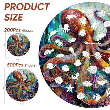 Wooden Puzzle for mature-themeds 500pcs  Octopus Wooden Jigsaw Puzzles  Unique Shape Animal mature-themed Puzzles  Irregular Wood Puzzles Best Gift for mature-themeds and Kids Family Game(15.6 * 15.6 in)