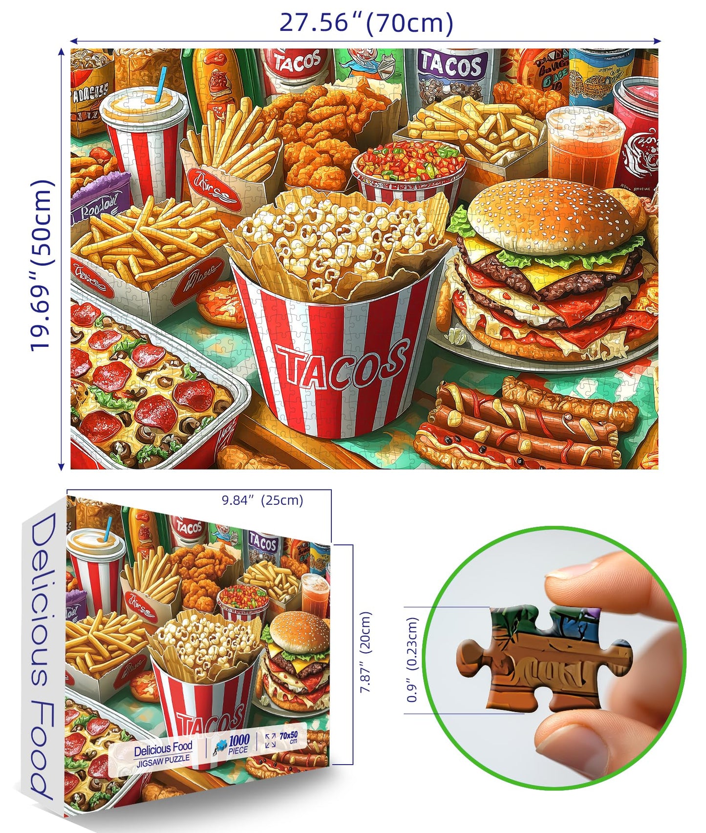 1000 Piece Puzzles For Adults Clearance, Super Delicious Food Burger & Fries Puzzle For Adults, Hard Challenge Art Jigsaw Puzzle