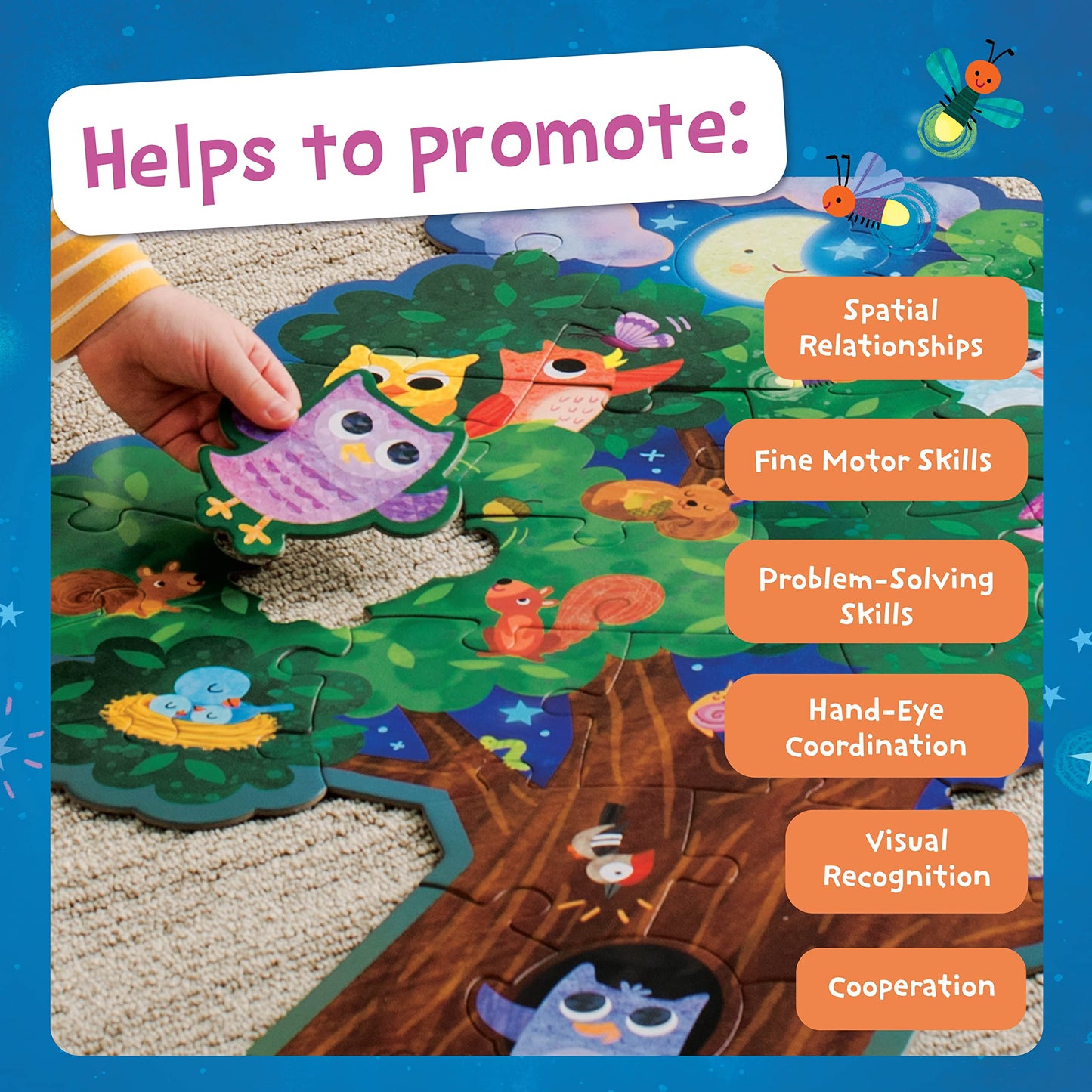 Peaceable Kingdom Hoot Owl Hoot Floor Puzzle – Giant Floor Puzzle For Kids Ages 5 & Up – Great For Classrooms