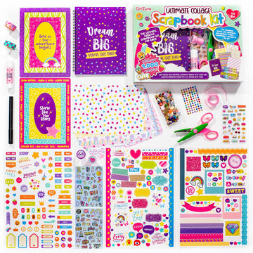 Girlzone Ultimate Collage Scrapbook Kit, Includes Scrapbook Stickers And Fun Scrapbook Accessories To Make An Amazing 40-Page Photo Album Scrapbook, Perfect For Valentine And Easter Gifts