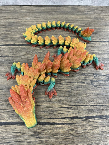 Munnygrubbers - Xl 26' Crystal Dragon Fidget Toy - Heavy Duty - 3D Printed Flexible Articulating Dragon Plastic Collectible Figurine - Surprise Egg Compatible - (Shiny Rainbow Dragon)