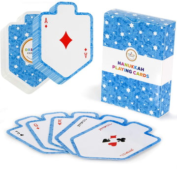 The Dreidel Company Hanukkah Playing Cards, Shaped Games Playing Cards, Standard Playing Card Decks For Card Activities Jewish Holiday Game Themed Party Supplies Games Gifts (Pack Of 3)
