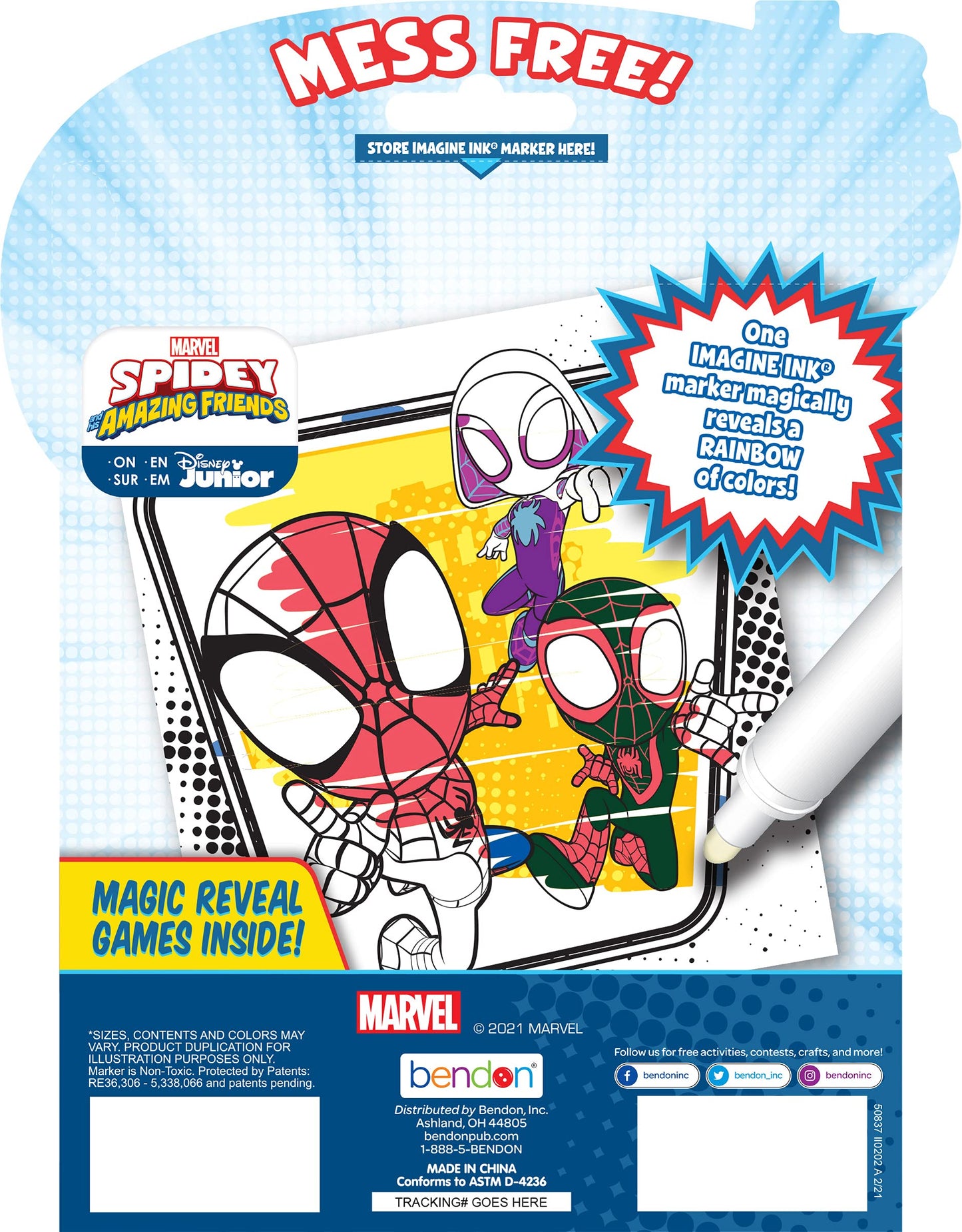 Marvel Spidey and His Amazing Friends Coloring Book - 20 Pages, Mess-Free Marker, Multicolor, Model 50837