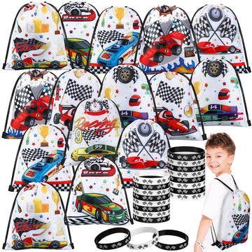Sadnyy 32 Pcs Party Favors Set Include 16 Drawstring Bags 16 Silicone Wristband Goodie Bags Treat Bags Snack Bags For Boys Girls