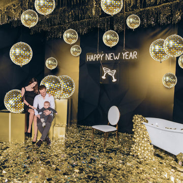 Katchon, Gold Disco Ball Balloons - 22 Inch, Pack Of 6 | Metallic Gold Disco Balloons For Graduation Decorations, Class Of 2025