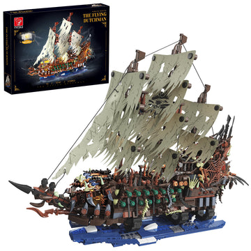 Tycole Pirate Ship Building Sets With Lights, Moc Flying Dutchman Model Toy Boat,Ghost Ship Building Blocks Sets,Christmas Birth