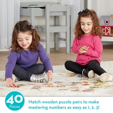 Melissa & Doug Self-Correcting Wooden Number Puzzles With Storage Box (40 Pcs)