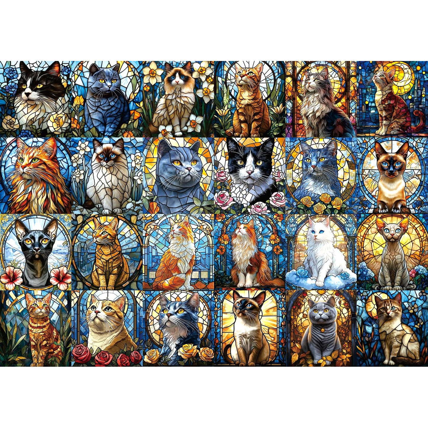 Blueforest Stained Glass Puzzle Cats Puzzles For Adults 1000 Pieces, Impossible Hard Difficult Challenging Puzzles For Adults, C