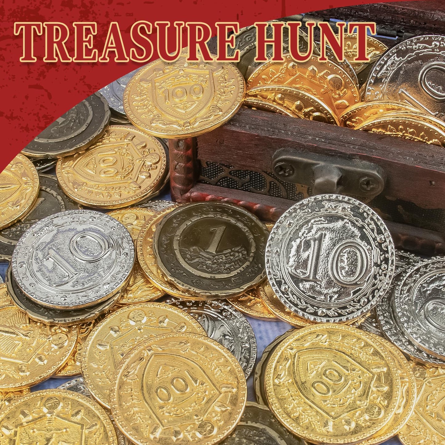 Byhoo 50 PCS Metal DND Coins, 1.2'' Gold Silver Copper Tokens with Face Value for Board Game and Tabletop RPG, Fantasy Metal Coi