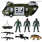 JOYIN Military Vehicles Toy Set of Friction Powered Transport Helicopter with Light and Sound Siren, and Soldier Army Men Action