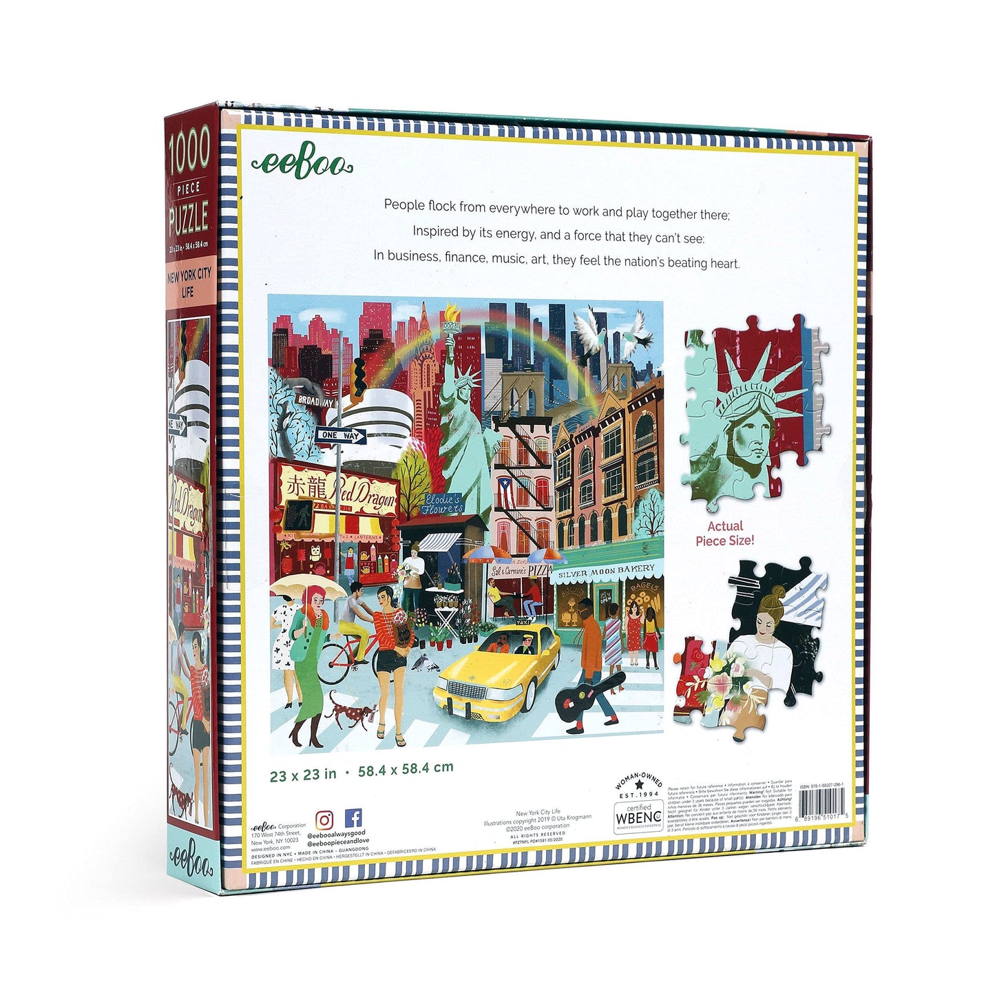 eeBoo: Piece and Love New York Life 1000-piece square mature-themed Jigsaw Puzzle  Jigsaw Puzzle for mature-themeds and Families  includes Glossy  Sturdy Pieces and Minimal Puzzle Dust