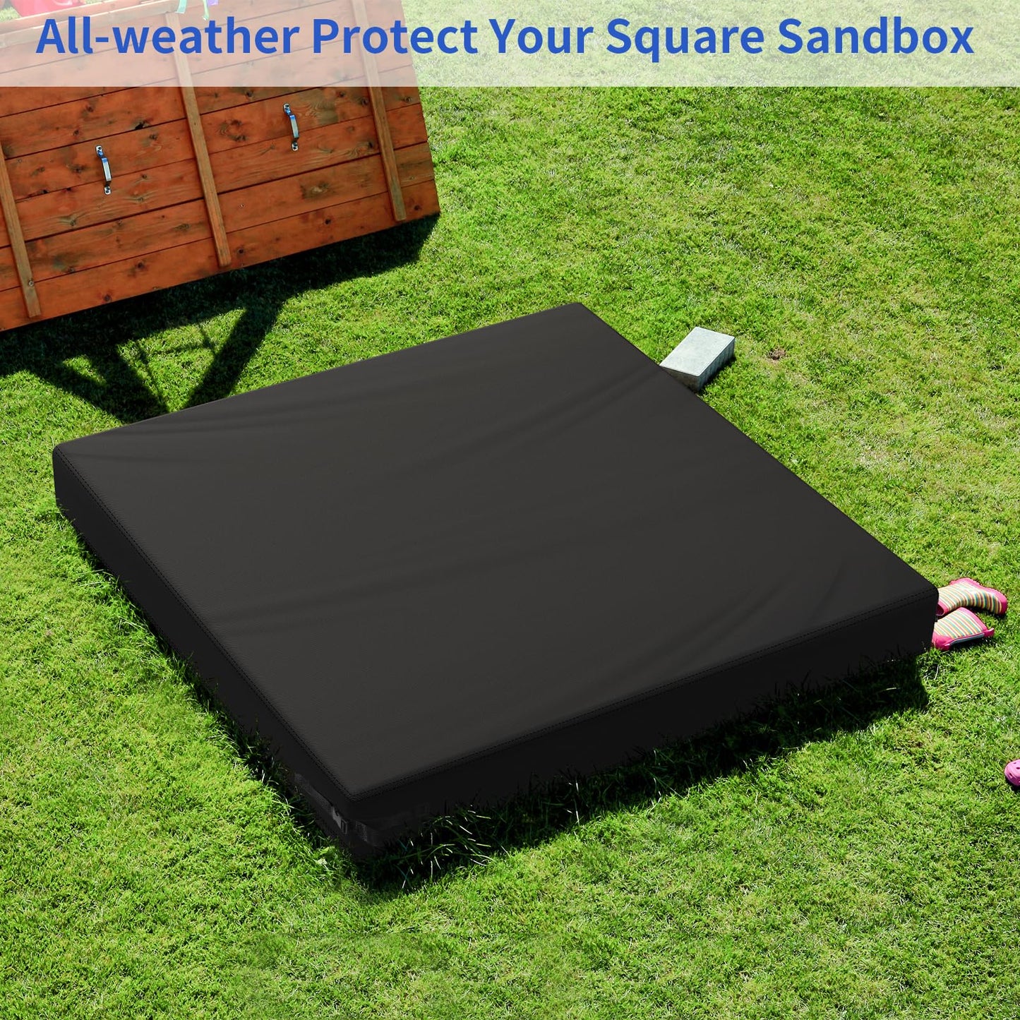 Yexcend Sandbox Cover, 420D Oxford Cloth Waterproof Outdoor Square Sand Box Cover For Kids, Protect Sandbox Sand And Toys(Black,