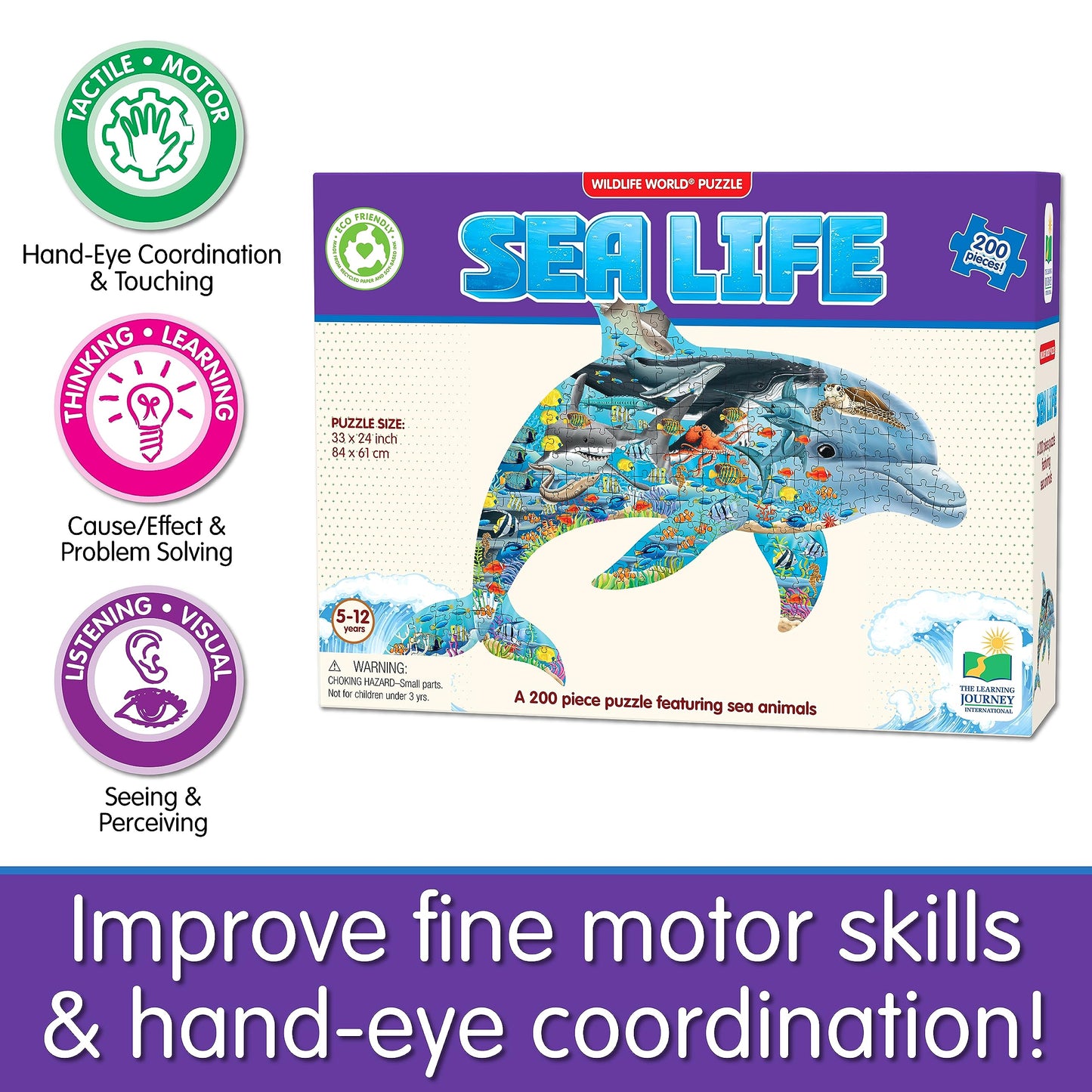 The Learning Journey: Wildlife World - Sea Life Puzzle - 200Pcs Challenging Jigsaw Puzzles - Intellectual Game Learning Educatio