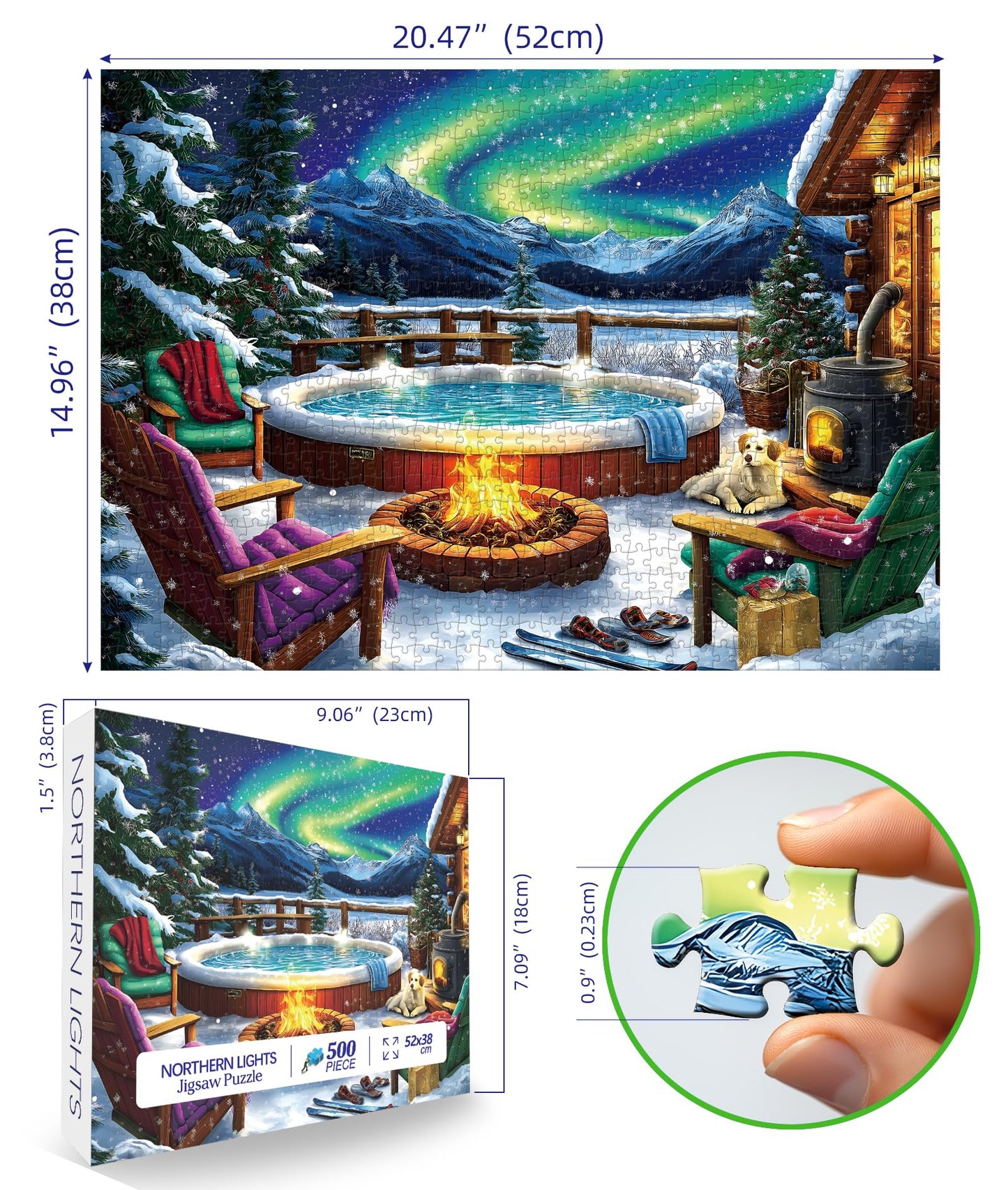 Miniwan Northern Lights Puzzle - 500 Piece Puzzles For Adults Vivid Imagery Impossible Hard Difficult Challenging Puzzle,Unique