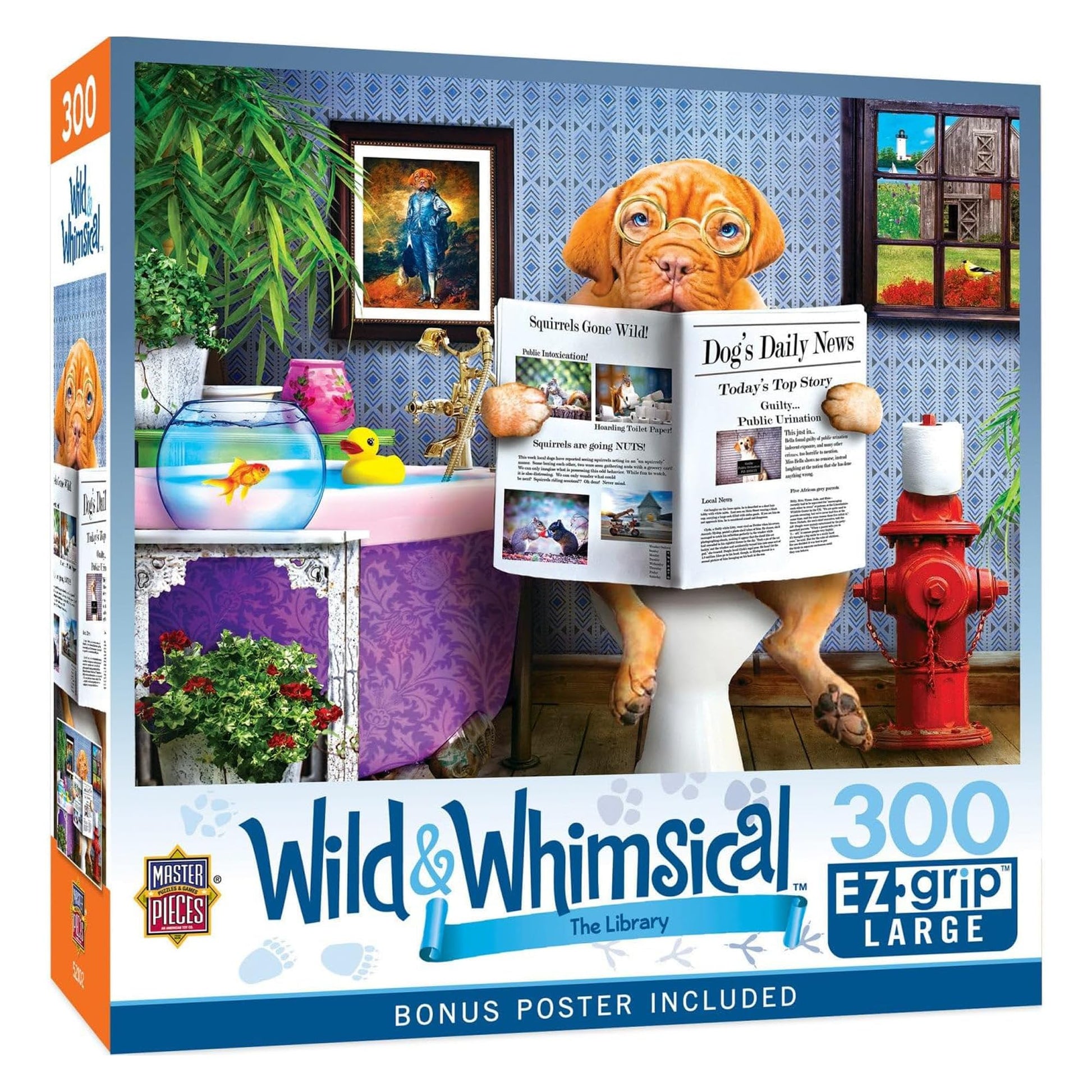 MasterPieces 300 Piece EZ Grip Jigsaw Puzzle for mature-themeds and Family - The Library - 18 x 24