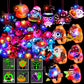 U-Goforst 88 PCS Halloween Party Favors for Kids, Glow in the Dark Light Up Bracelets Necklaces LED Rings Halloween Toys Bulk Cl