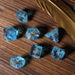 UDIXI 7PCS Polyhedral Dice Set D&D Filled with Rudder, Blue DND Dice with White Floating Silk for Dungeons and Dragons RPG MTG a