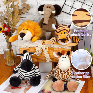 5 Pieces Safari Stuffed Animals Toy Set Includes Lions Tigers Elephants Zebras And Giraffes 11.8 Inch Wild Animals Soft Realisti