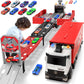 Carrier Truck Race Track Kids Toys, Foldable 3 Layer Car Race Track Playset, Toy Truck Transport Car Carrier & 8 Race Cars, Truc