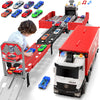 Carrier Truck Race Track Kids Toys, Foldable 3 Layer Car Race Track Playset, Toy Truck Transport Car Carrier & 8 Race Cars, Truc