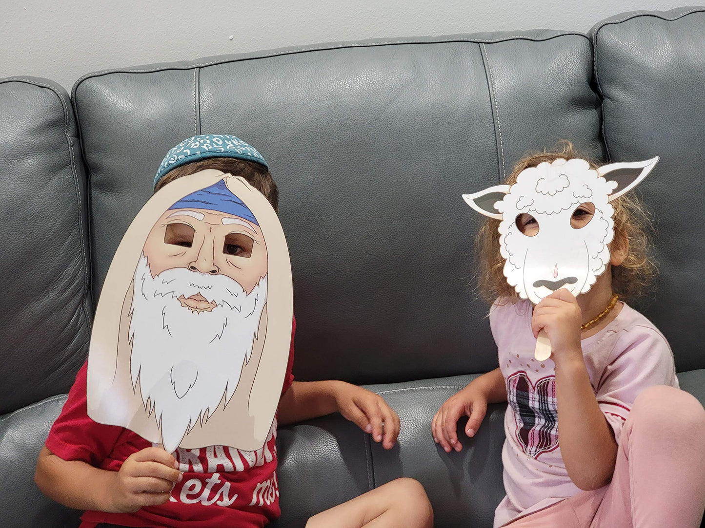 The Dreidel Company Passover Character Masks, Laminated Pesach Stick Puppets For Seder