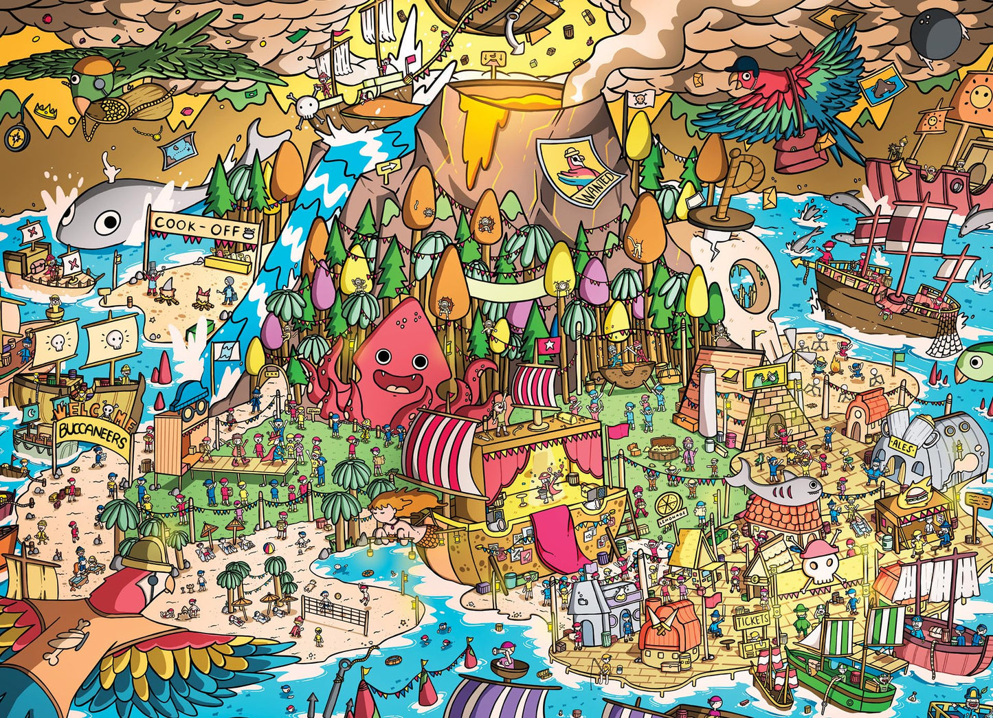 Cross & Glory - Scurvy Scallywags: Pirate Festival Fun - 1000 Piece Jigsaw Puzzle For Adults & Kids 12+ | Whimsical | Vibrant Island Adventure | Magical Puzzle Challenge | 19.25'X 26.625'