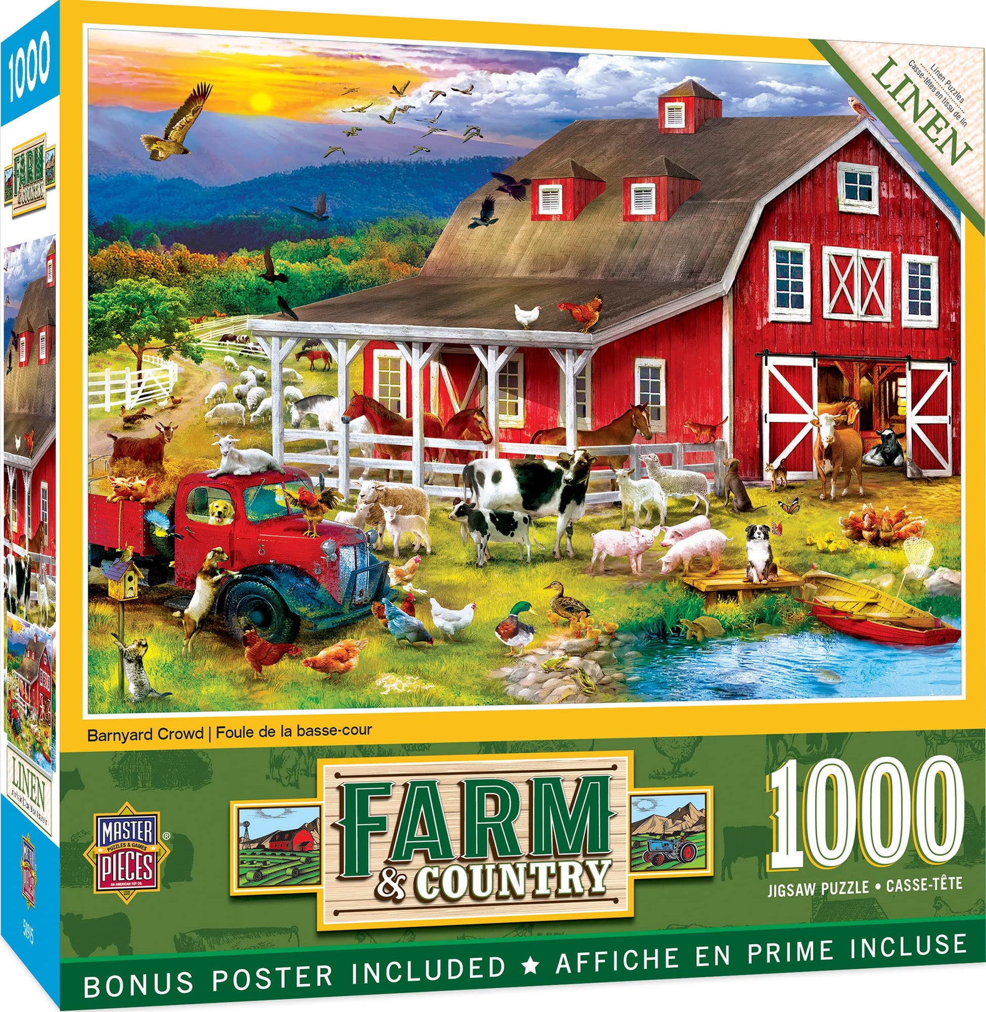 MasterPieces 1000 Piece Jigsaw Puzzle for Adults, Family, Or Youth - Barnyard Crowd - 19.25x26.75