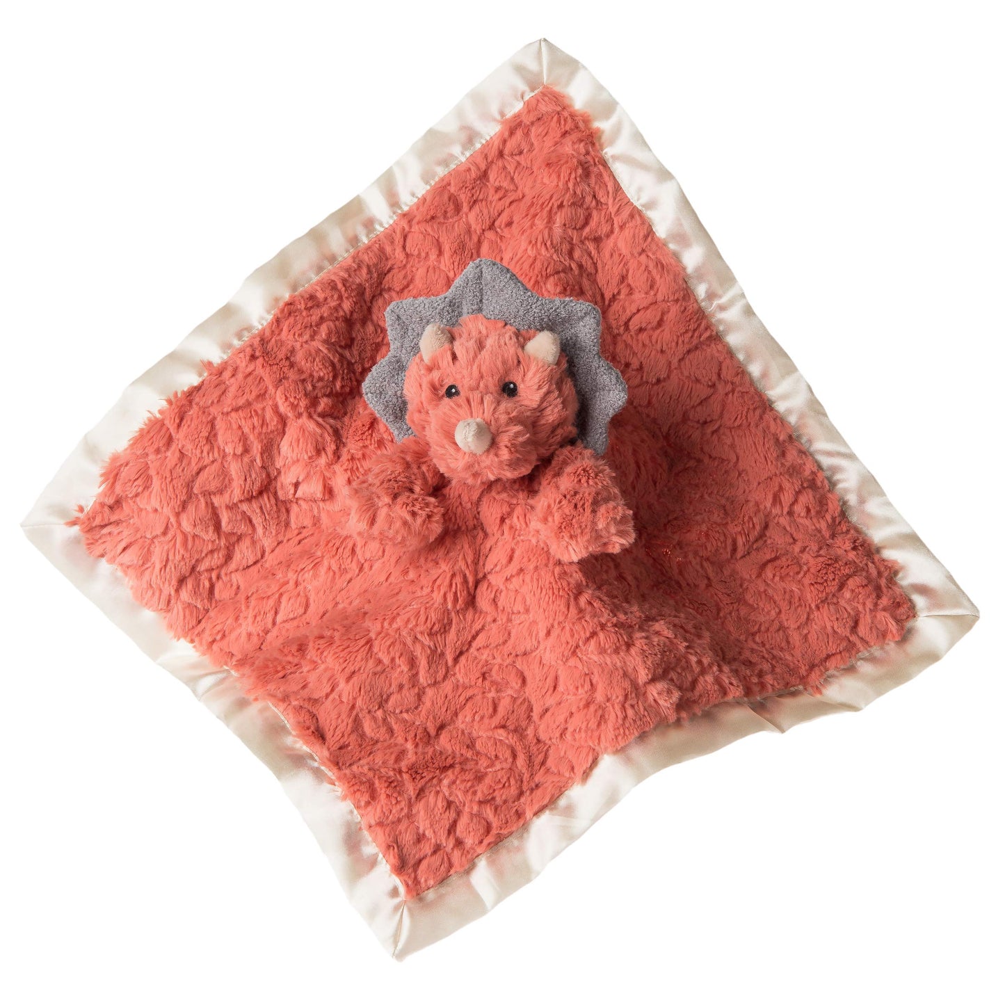 Mary Meyer Putty Nursery Security Blanket, Coral Dino, 13x13 Inches, Soft Fabric, Model 42765