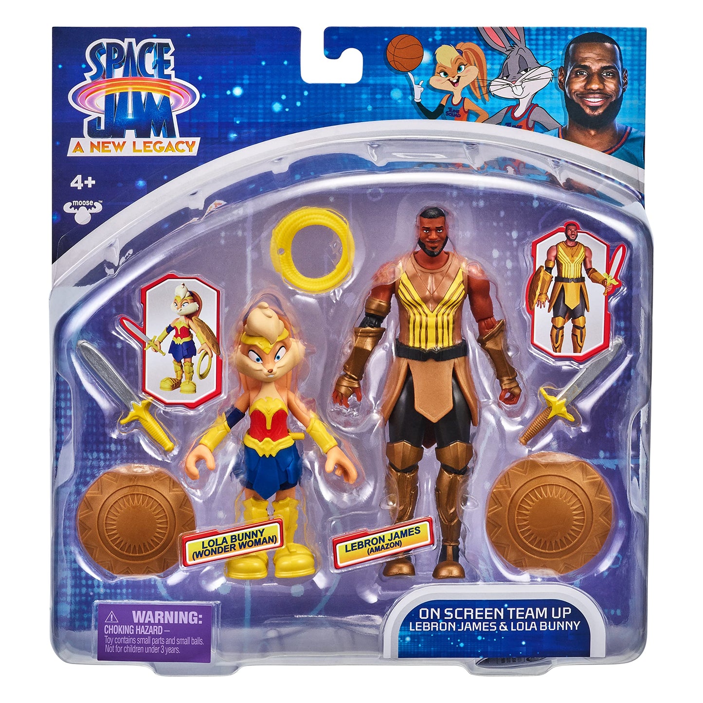 Moose Toys Space Jam: A New Legacy - 2 Pack - On Screen Team Up - Lebron James (large online retailer) & Lola Bunny (Wonder Woman)  Multicolor  (14624)